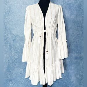 Elegant White Gold Tie Front Swim Coverup